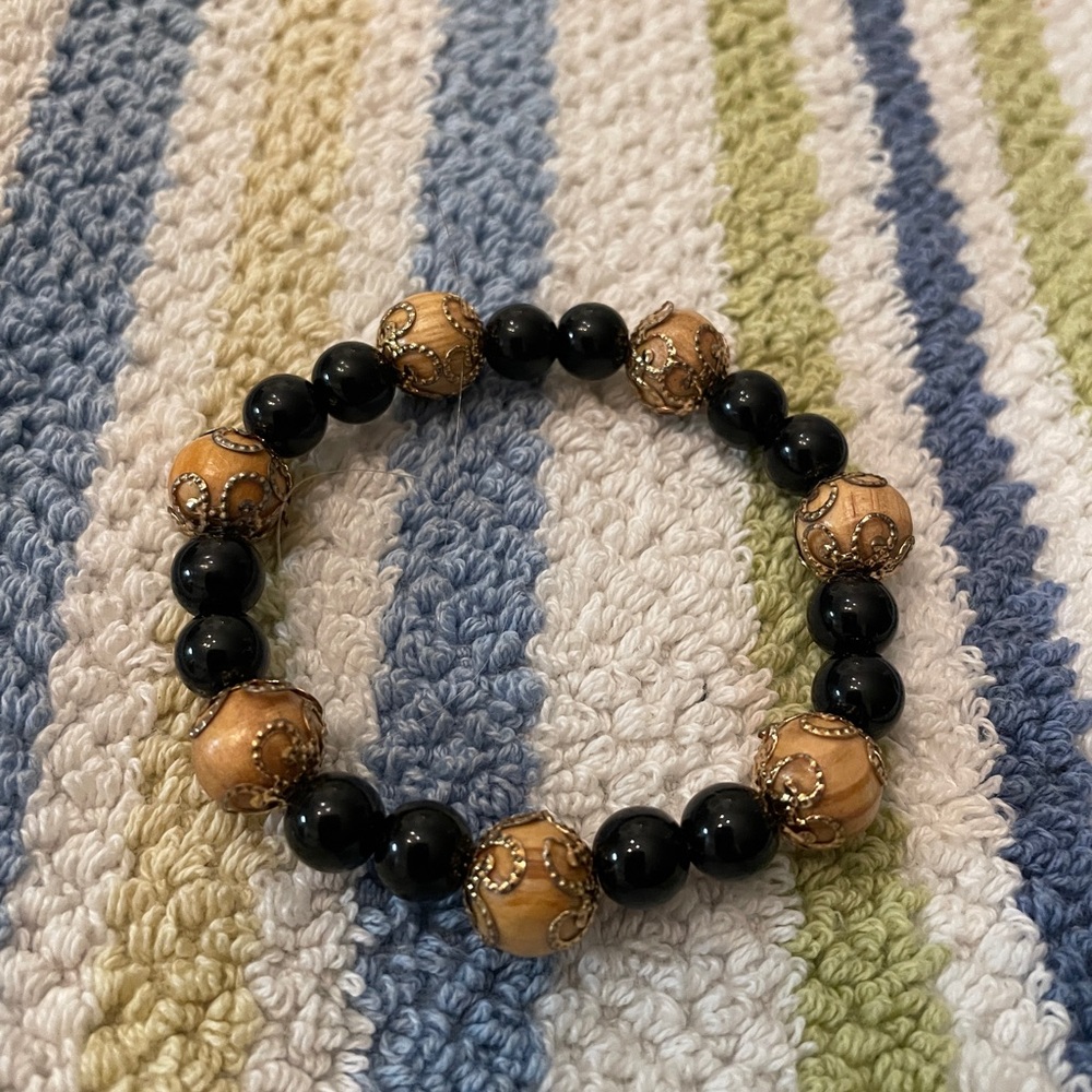 Black and Tan Beaded Bracelet